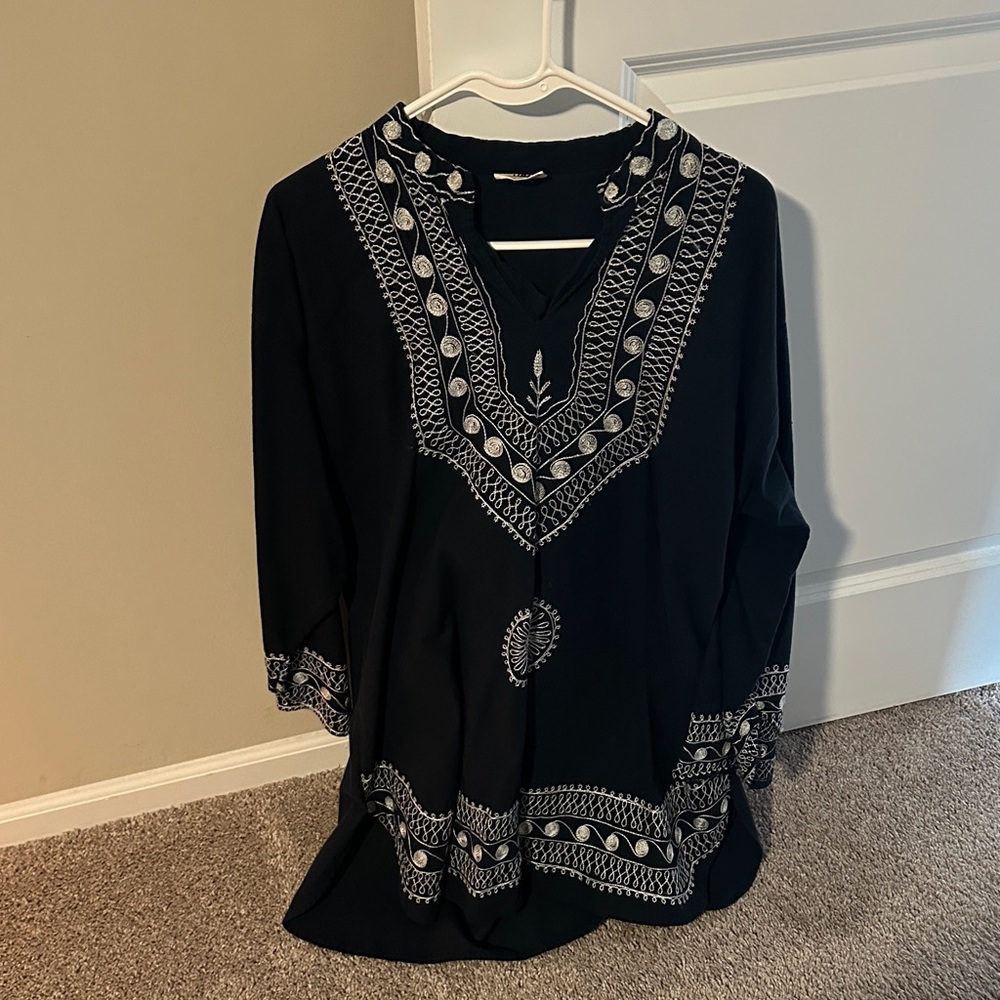 Renaissance Black Embroidered mens Top